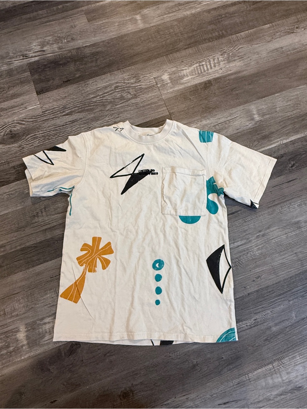 Zara Kids Graphic Tee Size 11/12 Abstract Pocket Shirt
